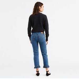 Levi’s Premium line denim. Wedgie Fit Straight Ruffle Hem.